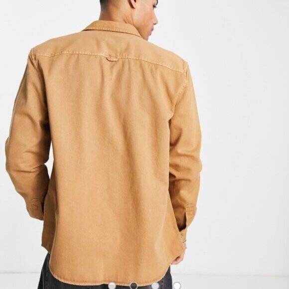 River Island Mens Size 3XL Dyed Twill Shirt in Stone Shacket NWT - Picture 8 of 8